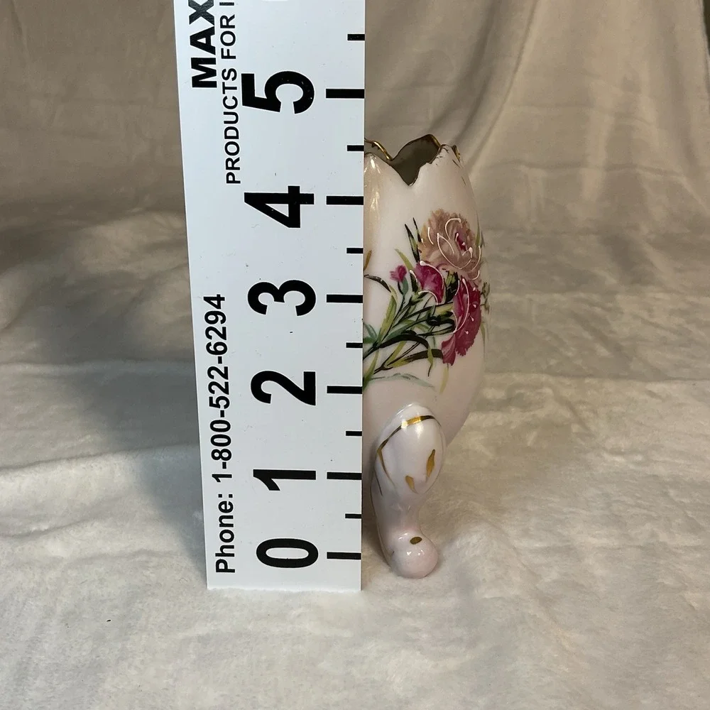 Vintage Napcoware Egg Vase Footed Pink Floral Gold Trim Japan Easter Decor